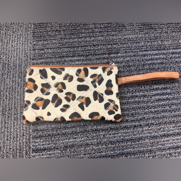 The Royal Standard Leopard Print Cowhide Wristlet Clutch - Picture 1 of 3